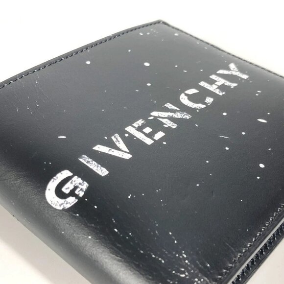 GIVENCHY logo wallet Compact wallet Folded wallet Leather Black/White - Picture 8 of 13